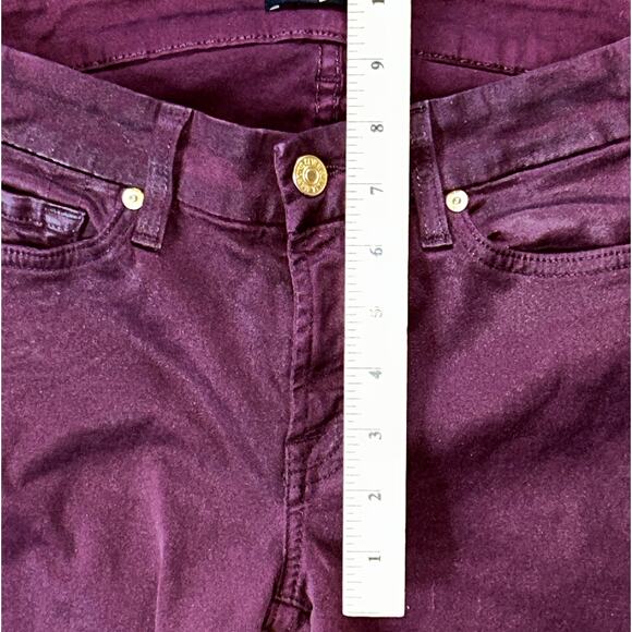 7 For All Mankind Low-Rise Burgundy Skinny Jeans Women's 27X30 - Picture 3 of 7